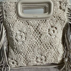 Maje Cream Crochet Knit Bag
